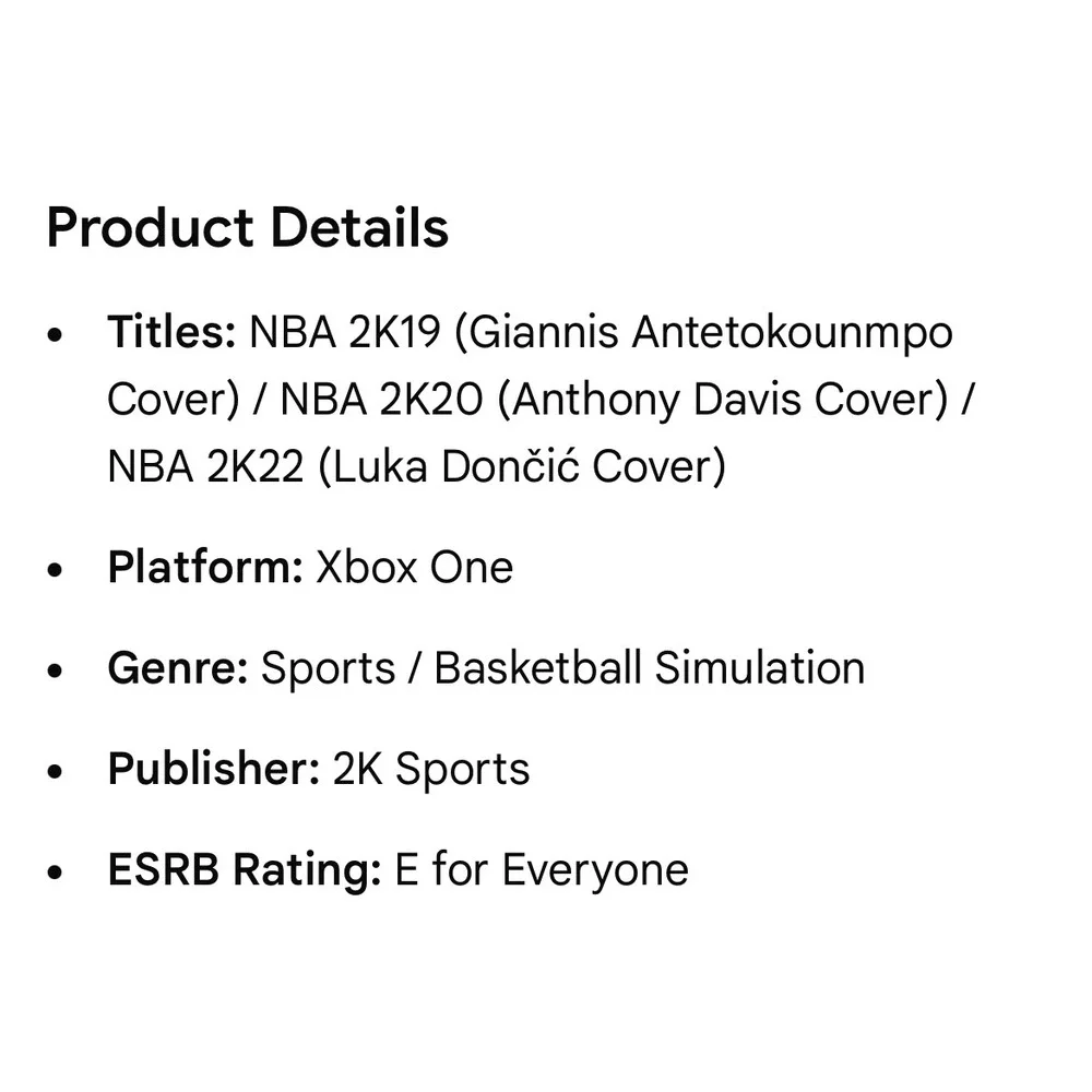 NBA 2K19 2K20 2K22 Xbox One Game Lot 2K Sports Basketball‎ Giannis Davis Luka